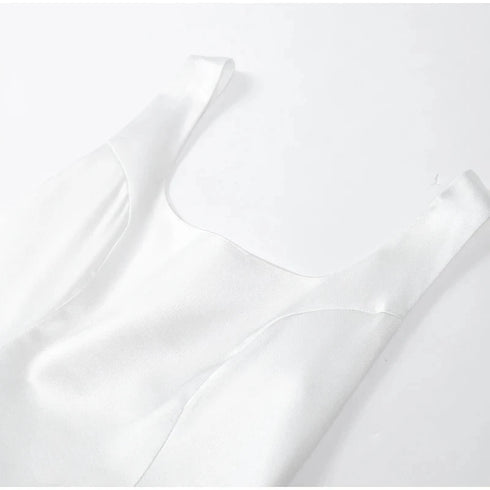 Satin Mini Dress for Women with Big Bow and Backless Design